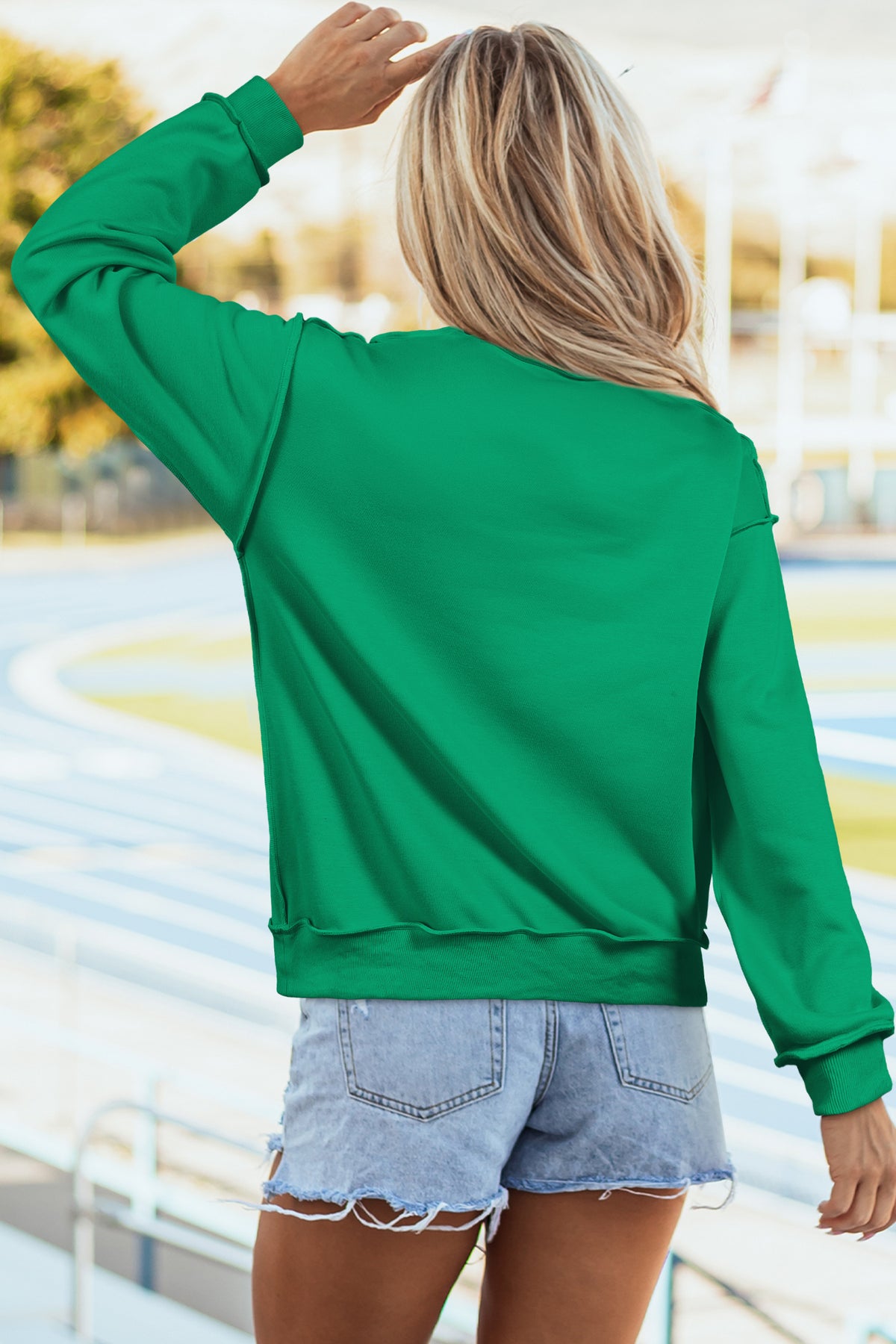 Apricot Oversize Drop Shoulder Reversible Mock Neck Sweatshirt
