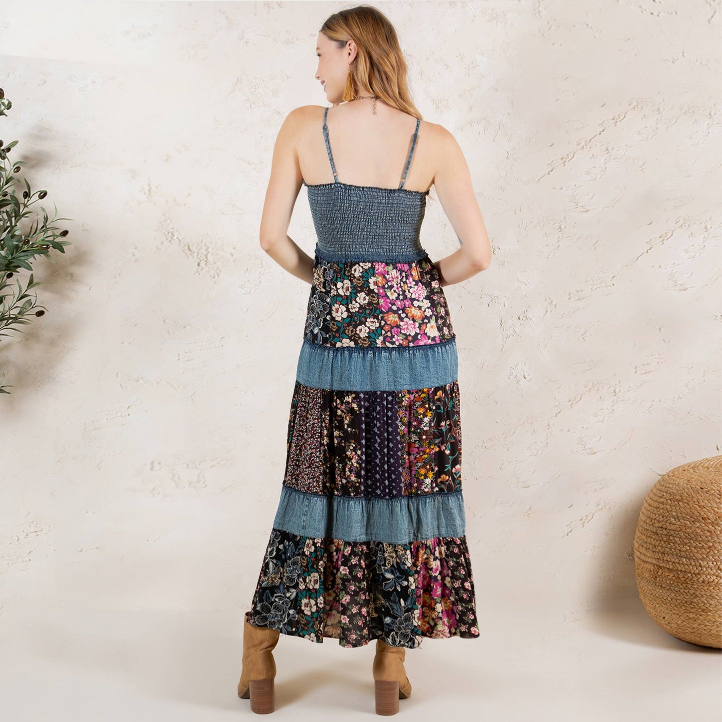 Artisan Pearl Maxi Dress Smocked Bodice Aari Embroidery