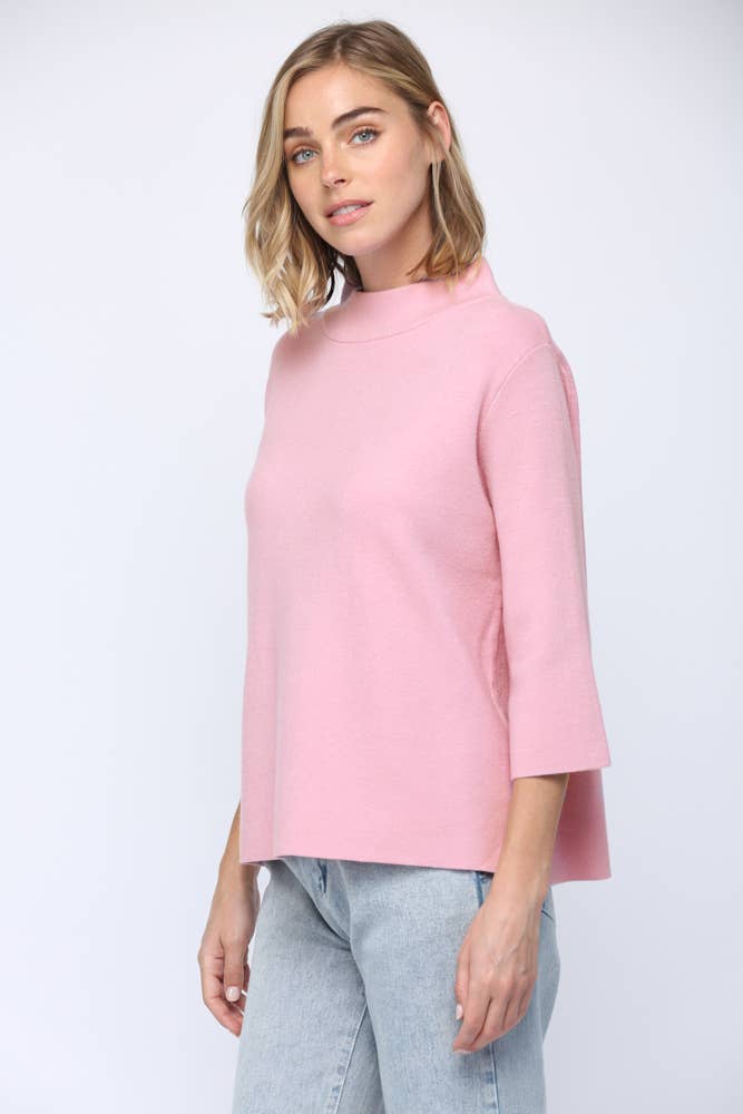 MOCK NECK PULL OVER SWEATER/BELL SLEEVE