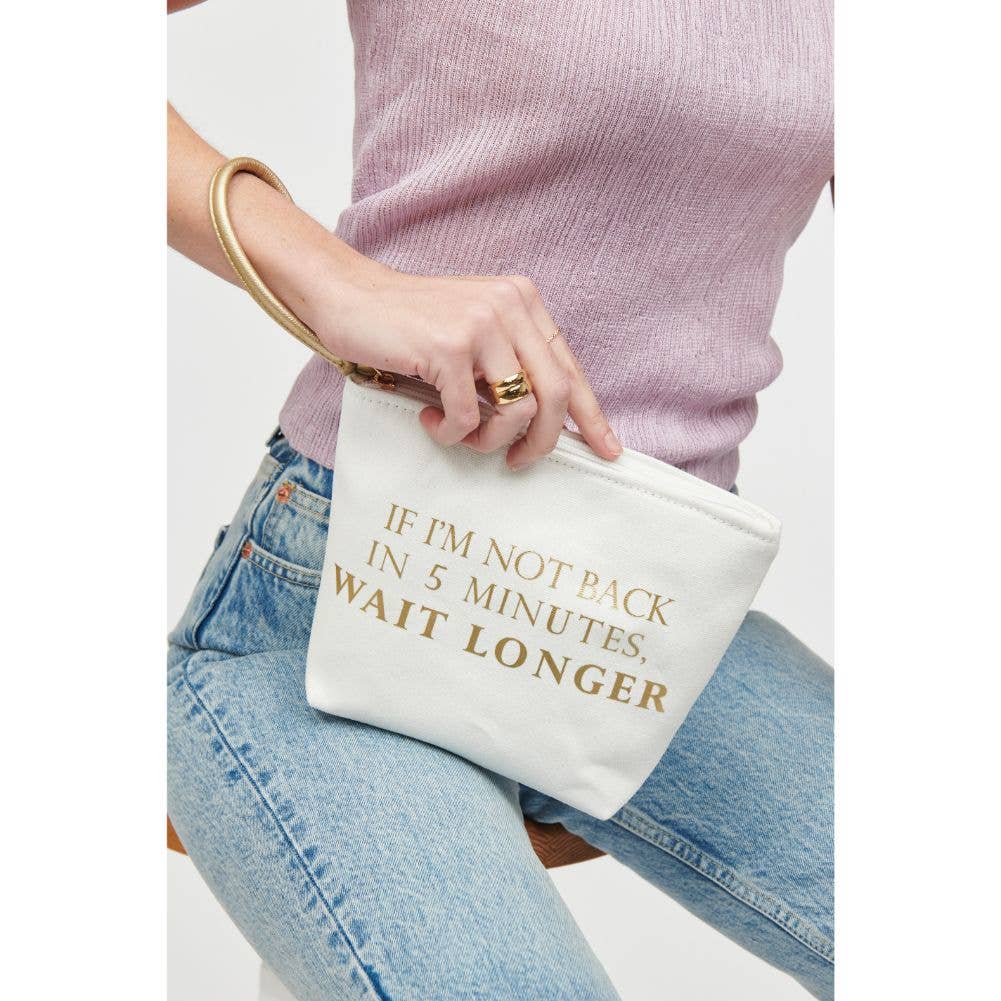 Printed Canvas Wristlet Cosmetic Make Up Bag Pouch