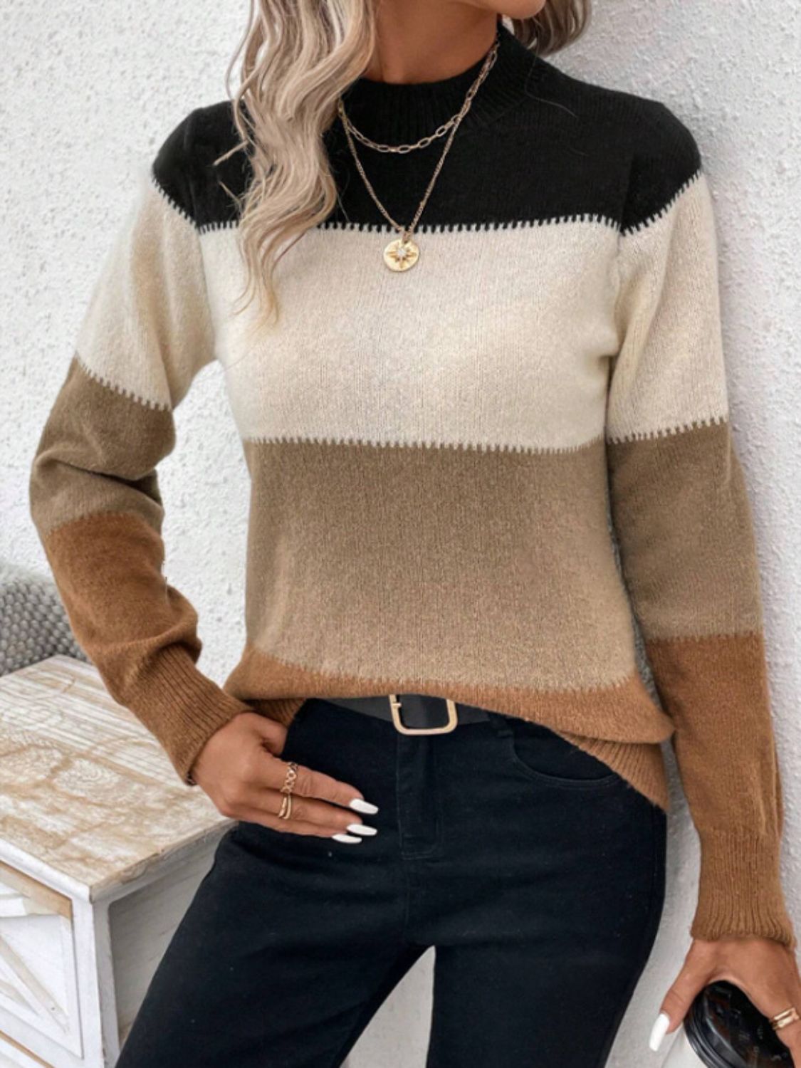 Mock Neck Long Sleeve Sweater