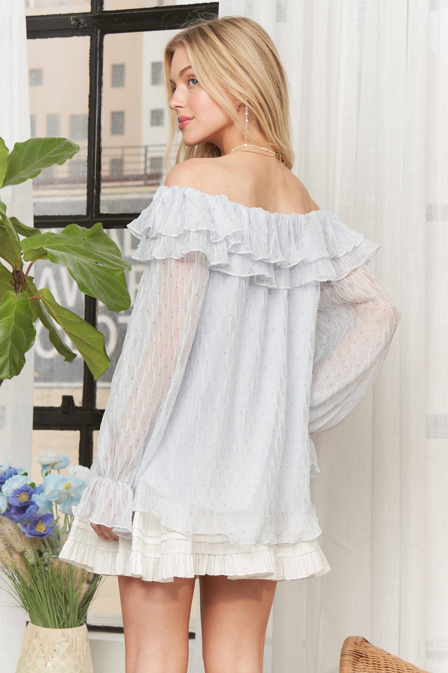 CHIFFON OFF SHOULDER BLOUSE