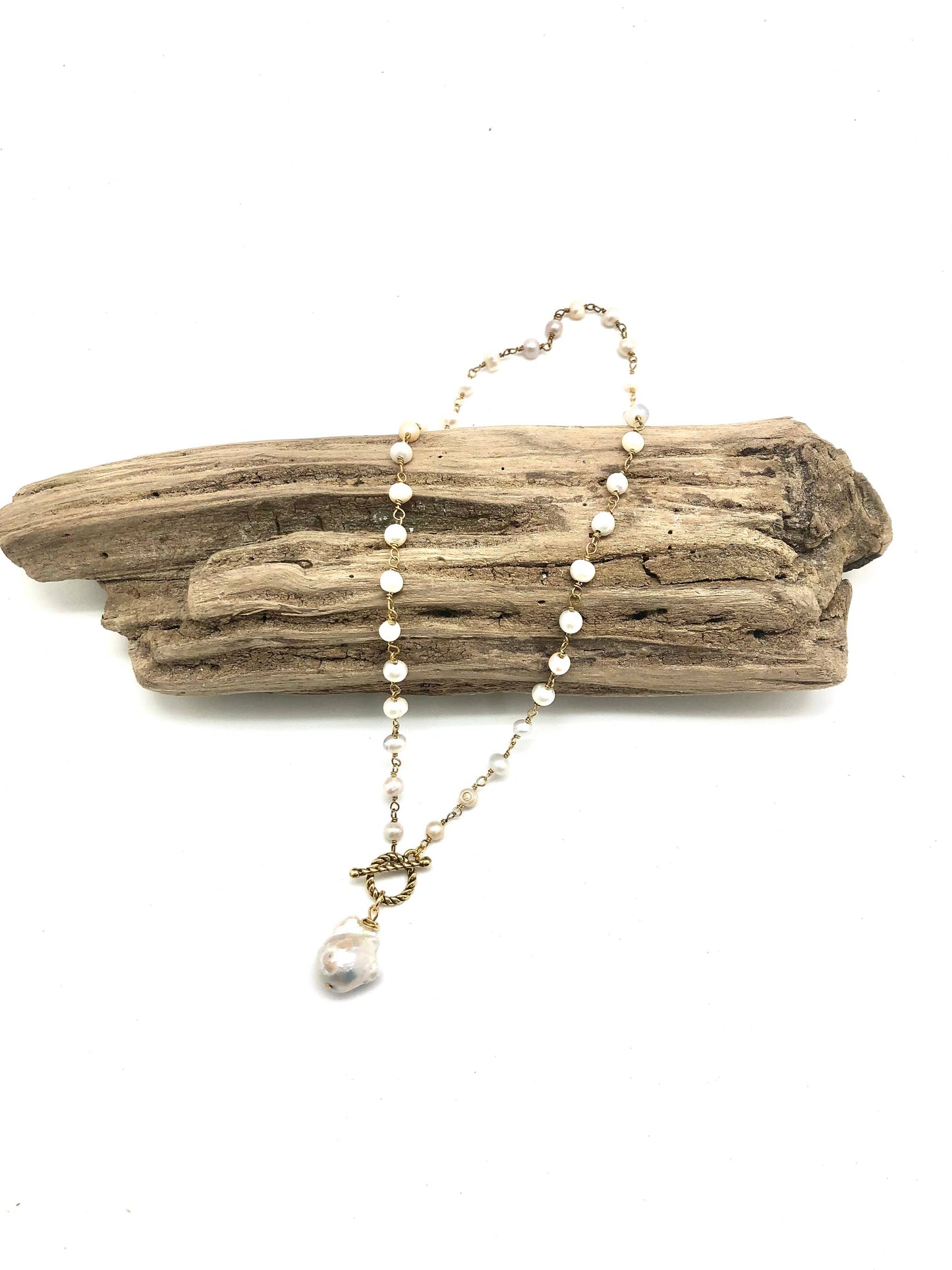 Freshwater Pearl(4mm)Gold Chain w/Baroque Pearl 18”