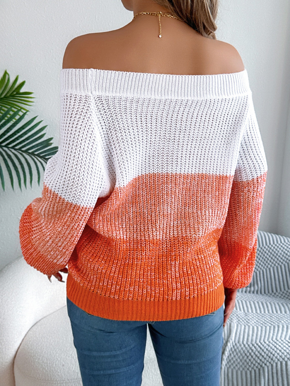 Off-Shoulder Long Sleeve Sweater