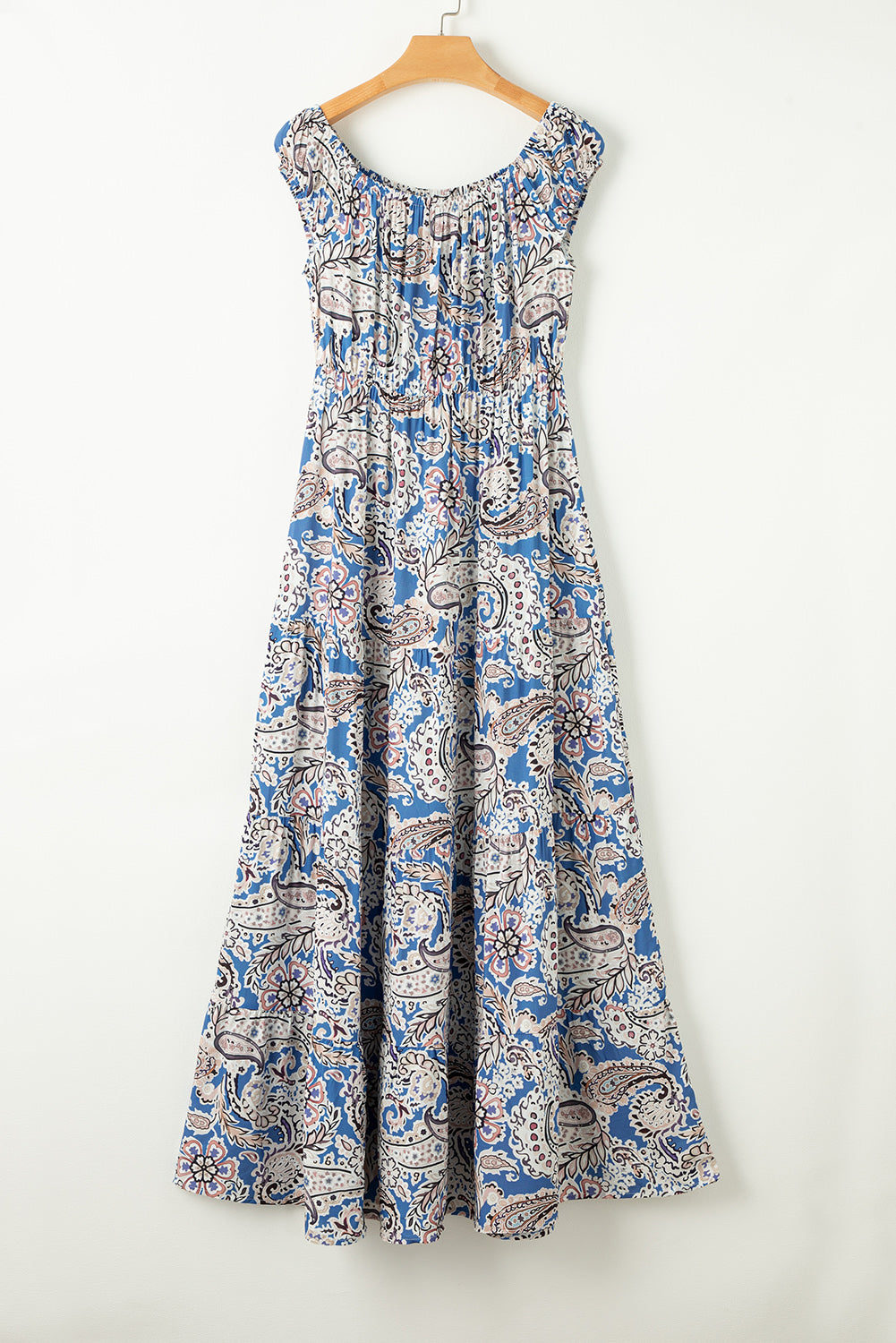 Paisley Print Off Shoulder Maxi Dress