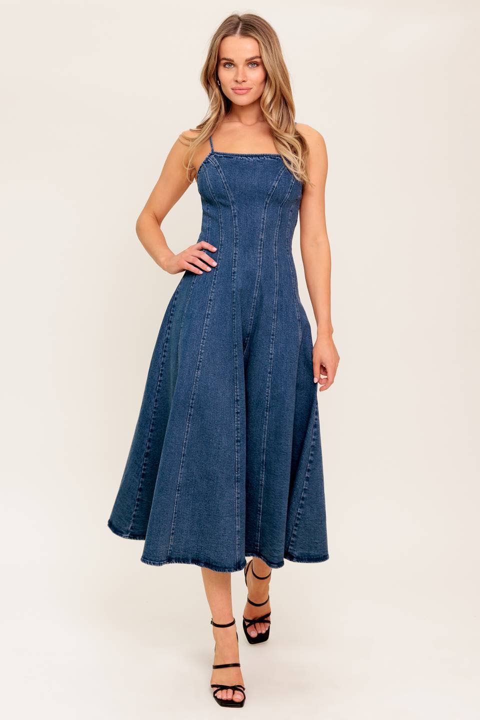 Washed Denim Midi Dress