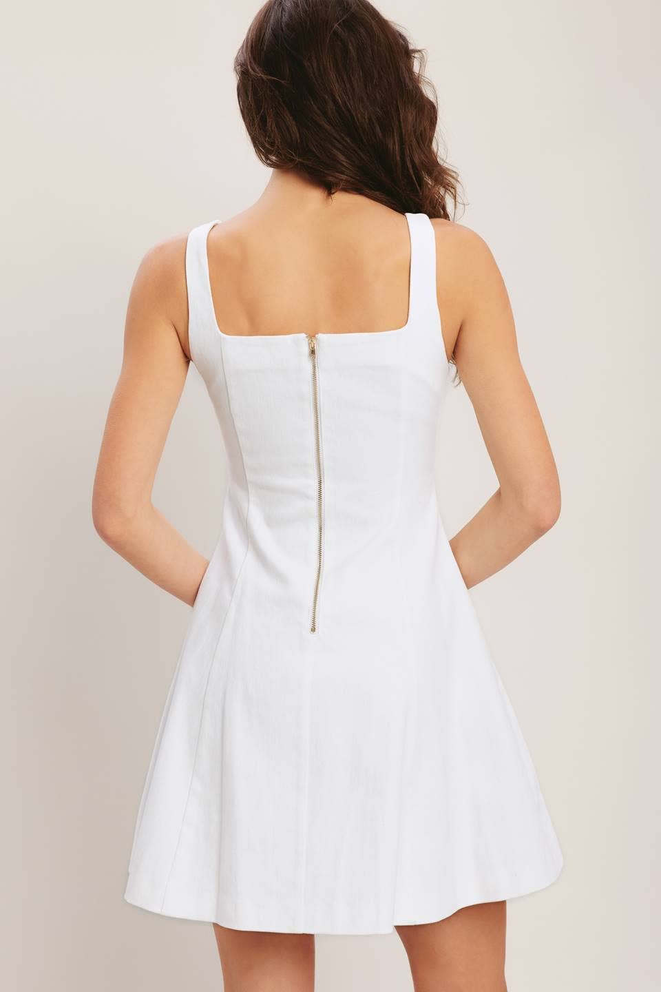 A solid woven mini dress
