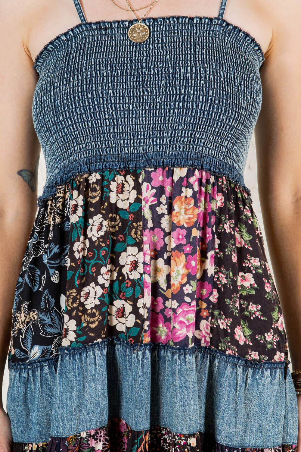 Artisan Pearl Maxi Dress Smocked Bodice Aari Embroidery