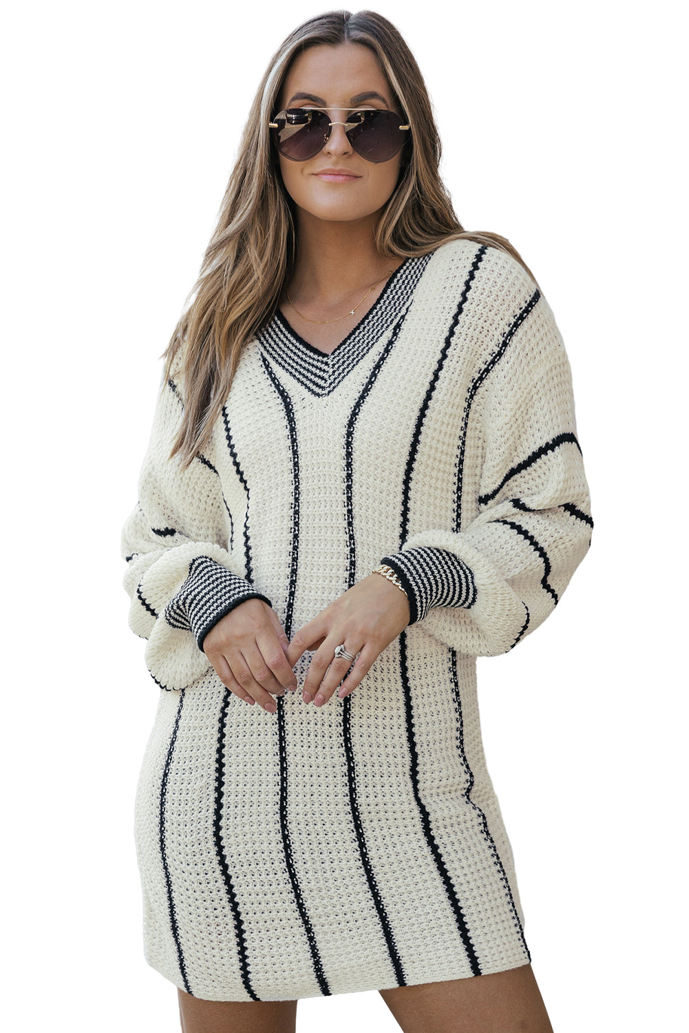 Loose V Neck Tunic Sweater