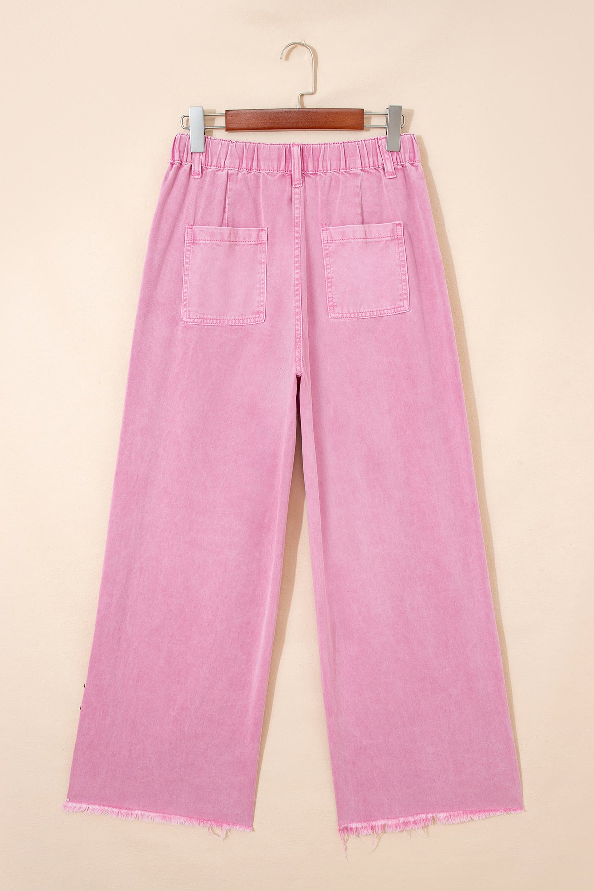 Pink Beaded Side Detail Split Loose Jeans