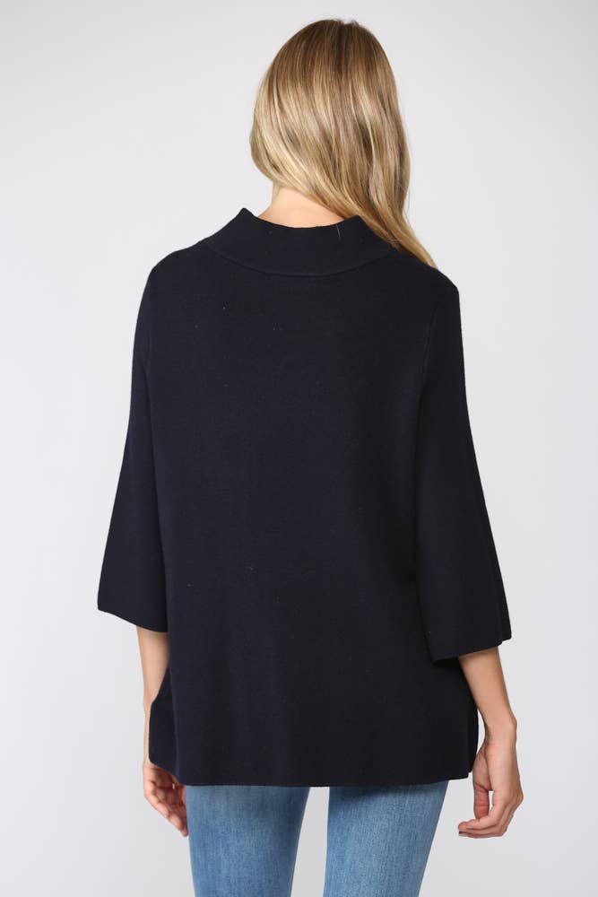 MOCK NECK PULL OVER SWEATER/BELL SLEEVE