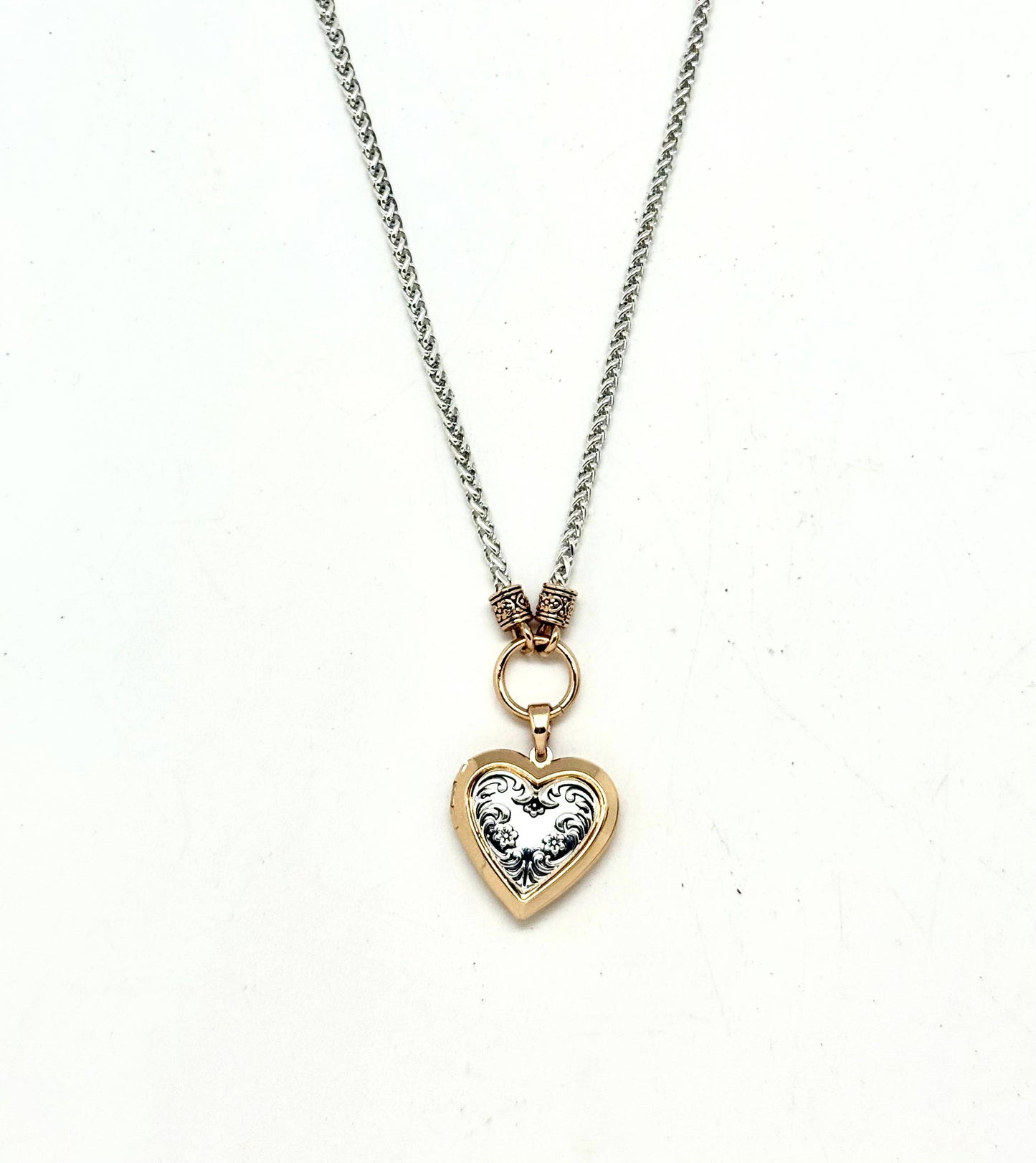 Necklace AlloyPlated Silver Chain w/Heart Locket 18” w/2”ext