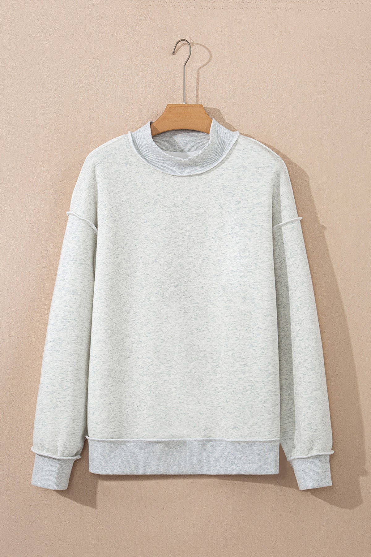 Apricot Oversize Drop Shoulder Reversible Mock Neck Sweatshirt