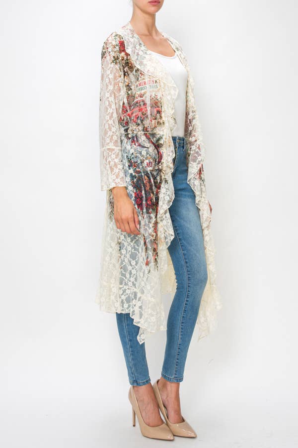 Ethereal Lace Ruffle Duster w/ Sparkles - 4849BG SANTA TRUCK