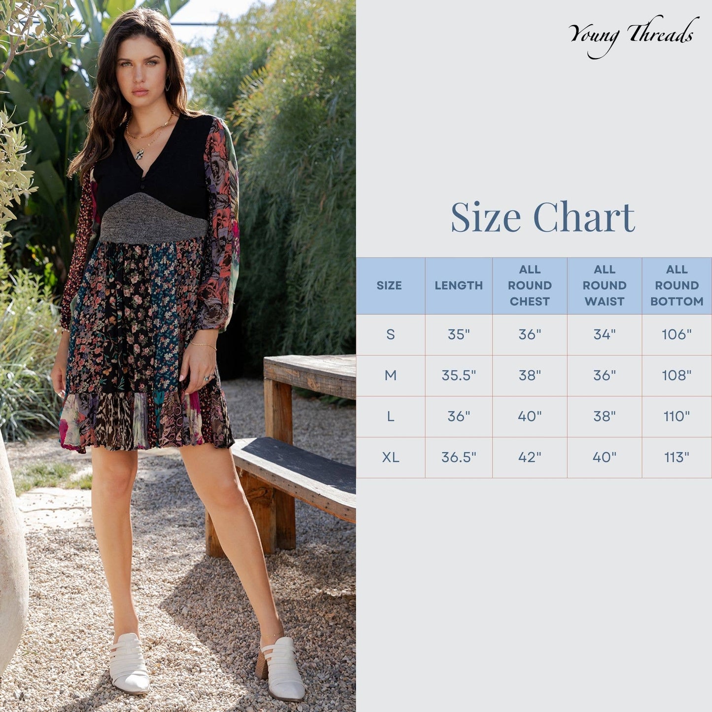 Boho Babydoll Sweater Dress in Knit & Rayon Fusion