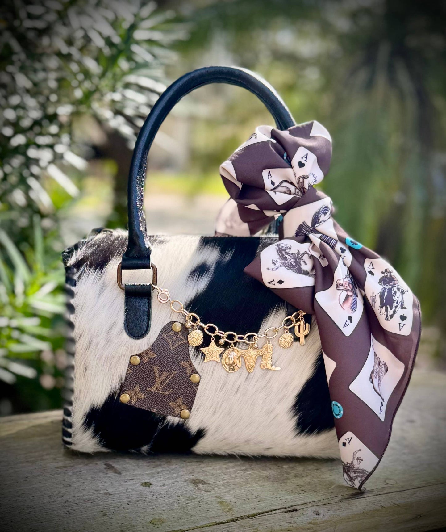 Upcycled LV Cowhide Leather Speedy Bag Western Rodeo NFR