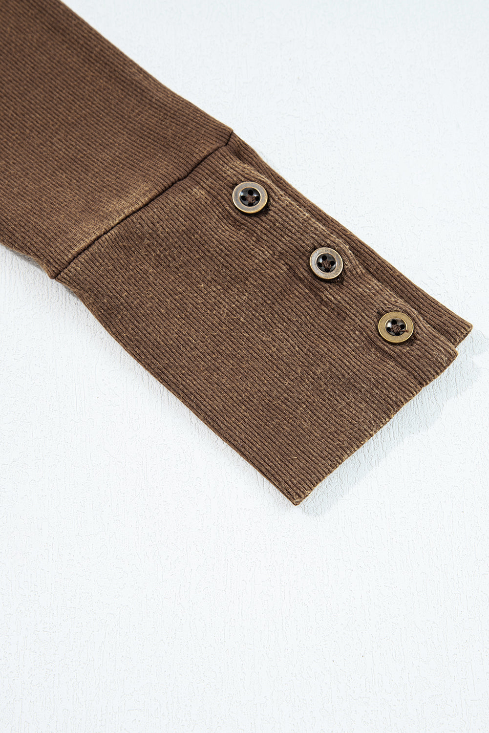 Coffee Exposed Seam Ribbed Long Sleeve Top