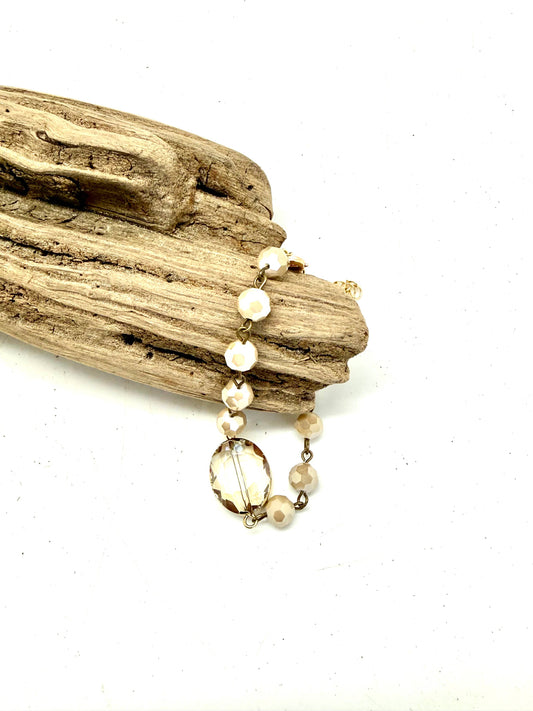 Bracelet  Champagne Glass(8mm)Beveled Tear Drop 7”w/2” ext.