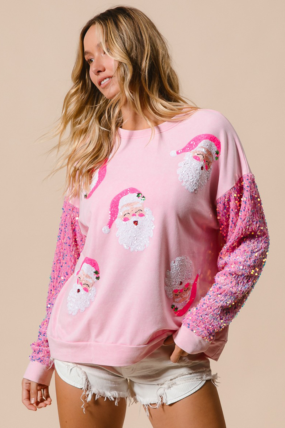 Sequined Santa Claus Christmas Sweatshirt