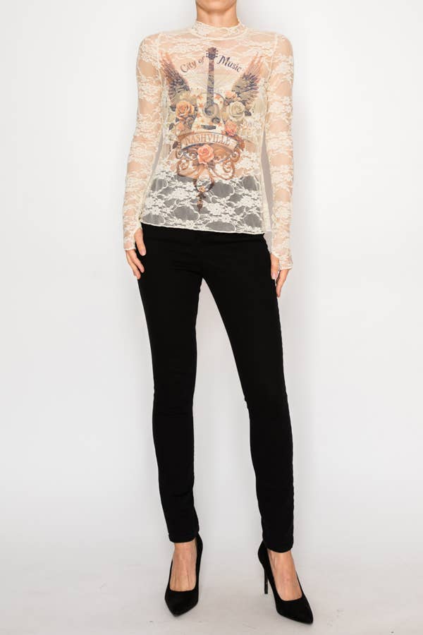 City of Music Sheer Blouse
