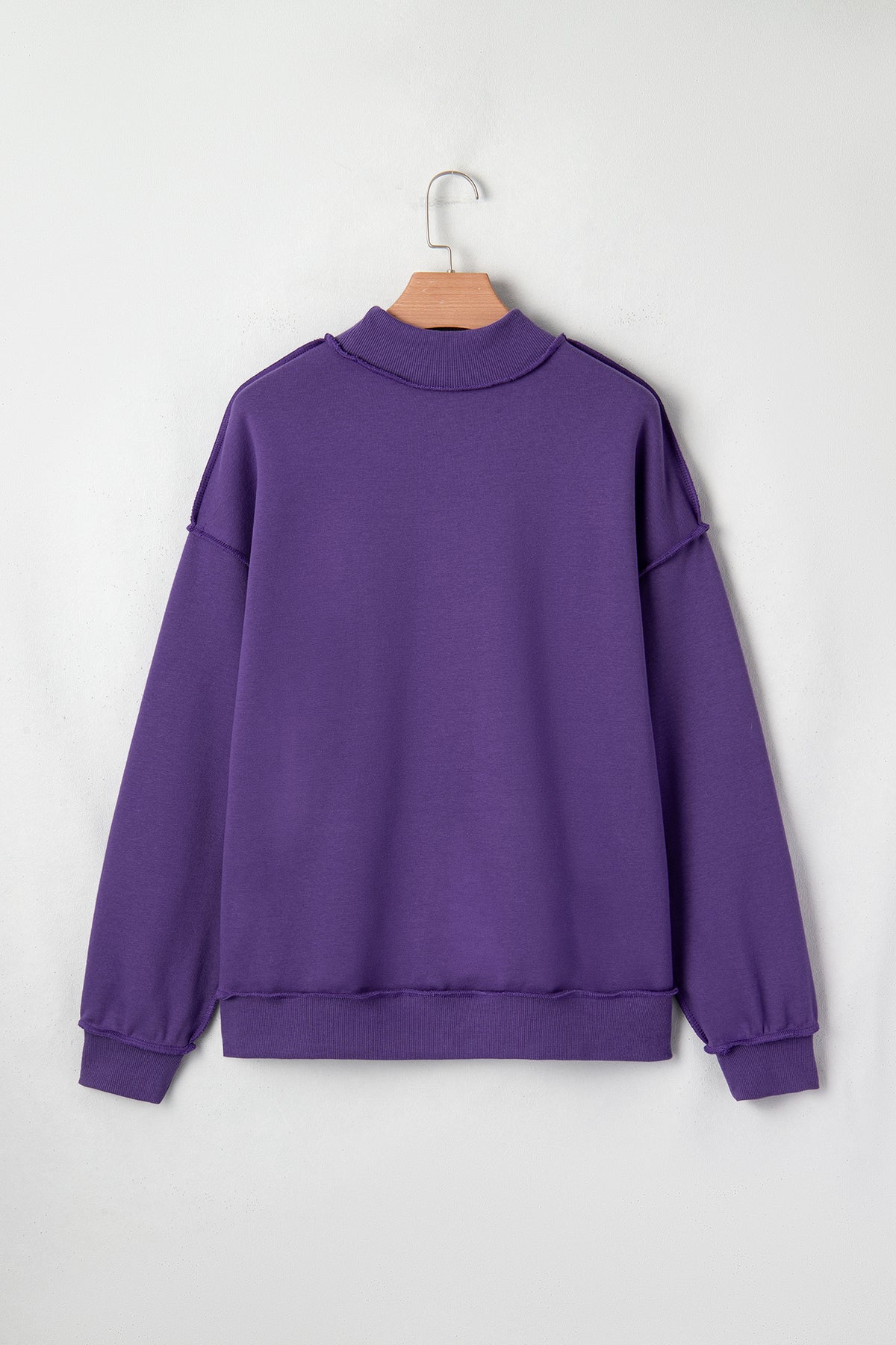 Apricot Oversize Drop Shoulder Reversible Mock Neck Sweatshirt