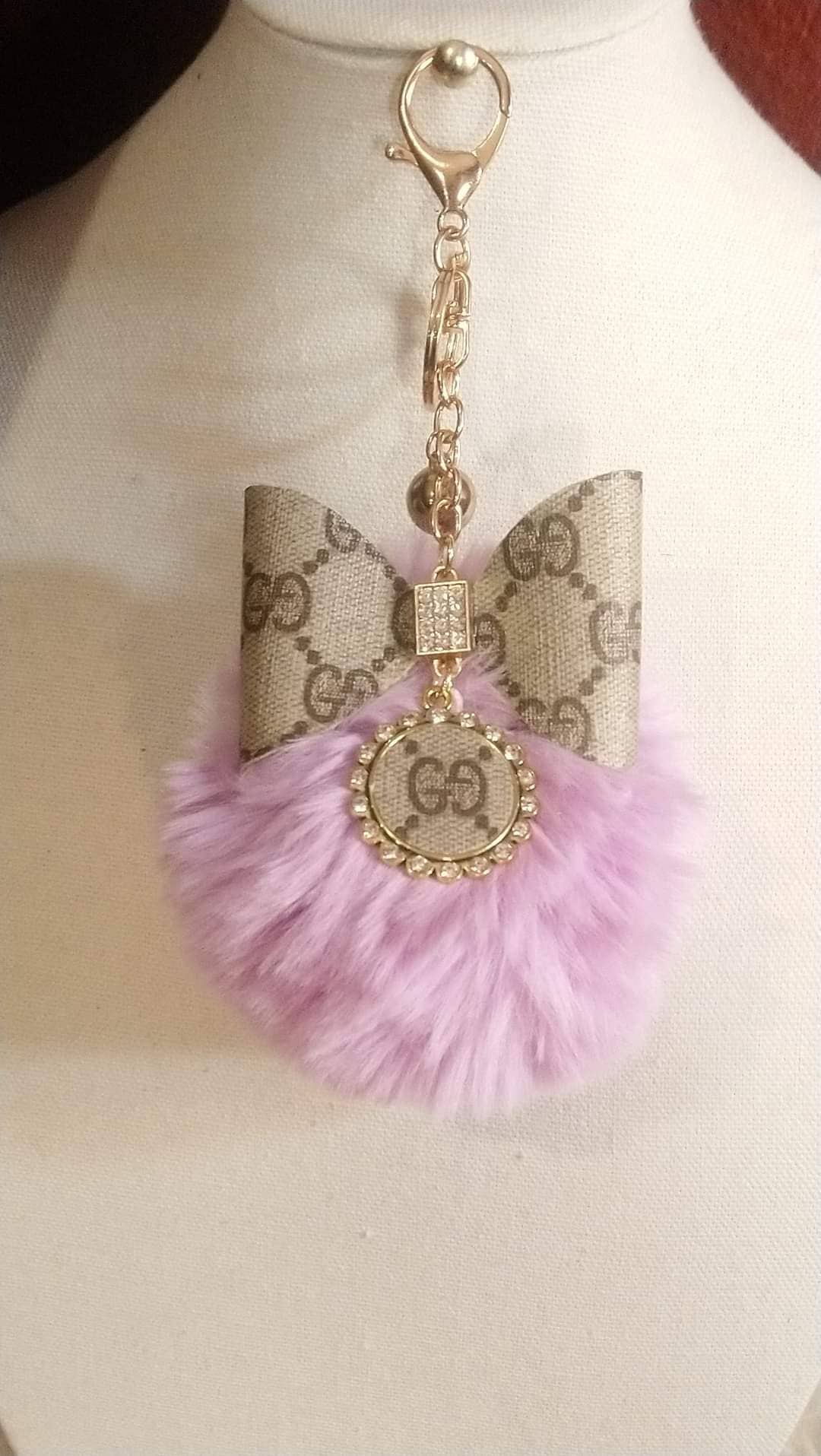 Pompom Upcycled GG keychain