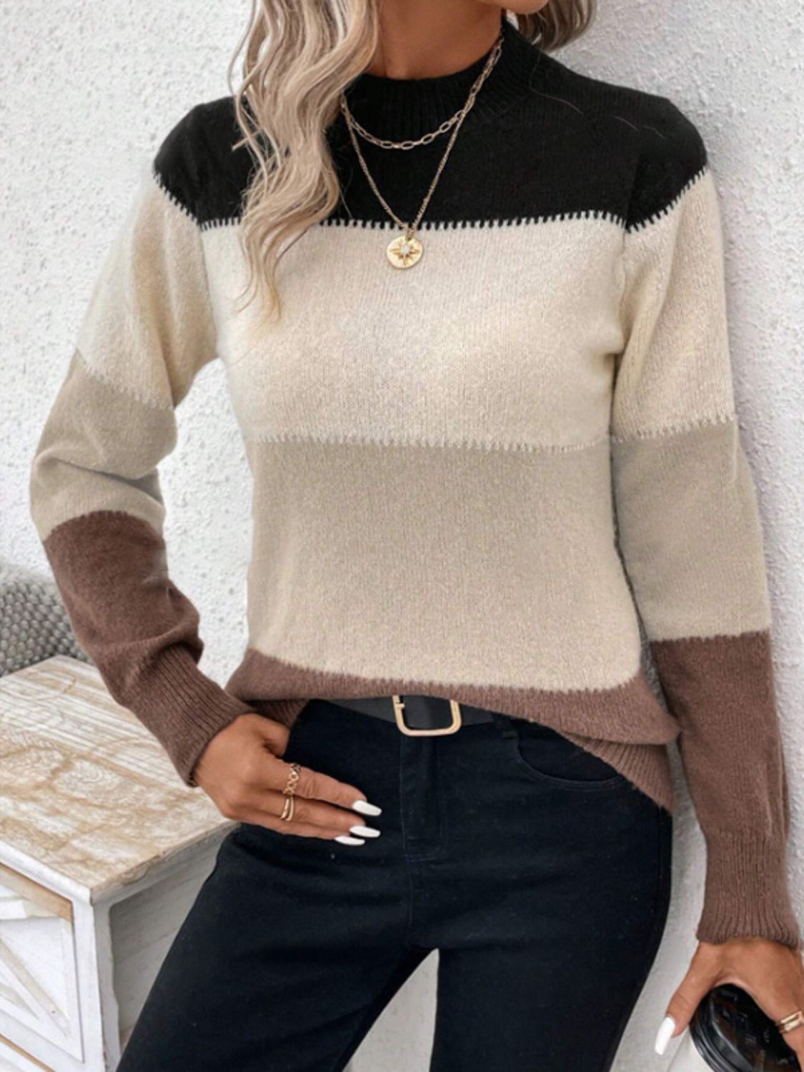 Mock Neck Long Sleeve Sweater