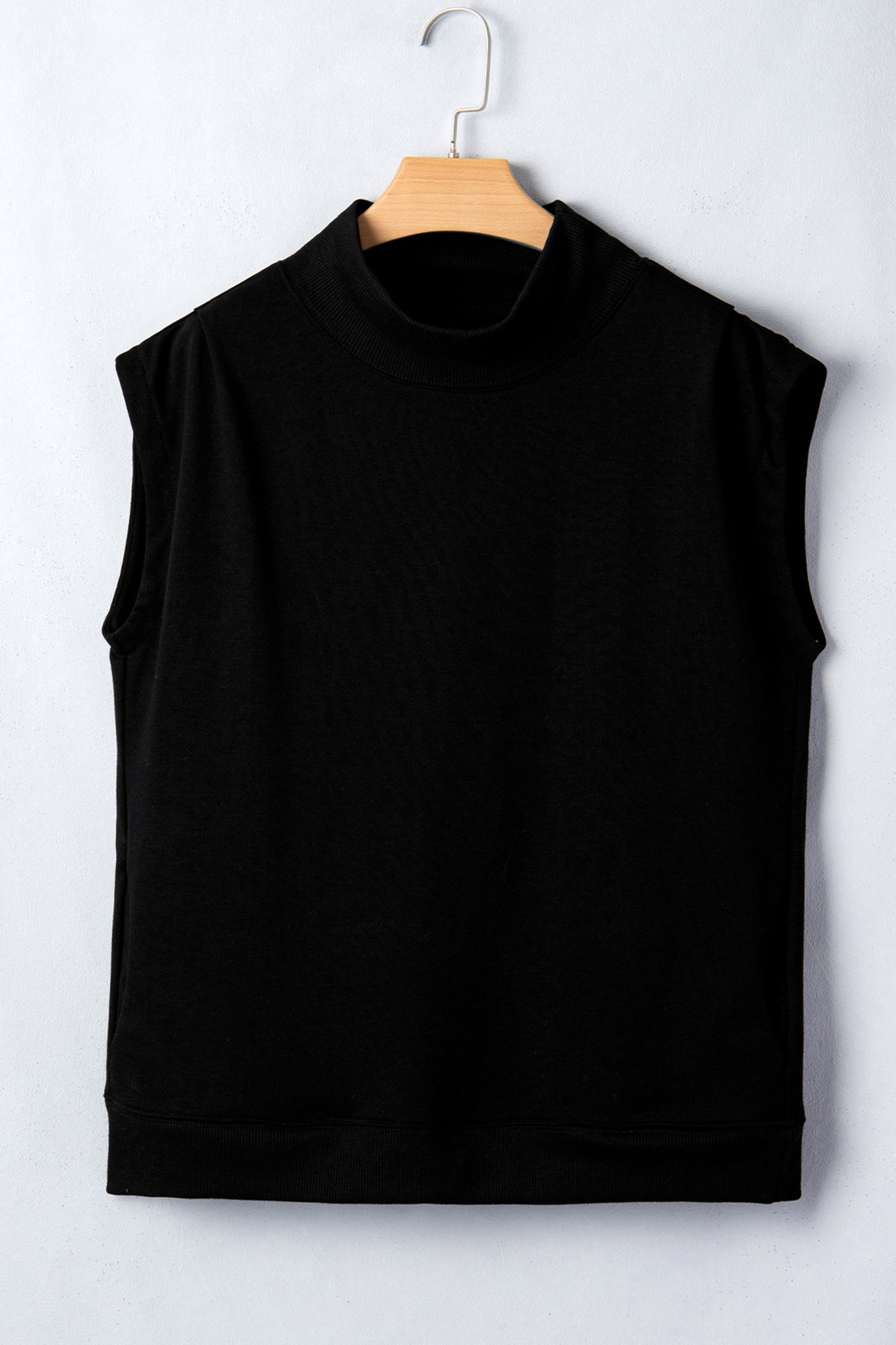 Phalaenopsis Solid Color High Neck Cap Sleeve Loose Top