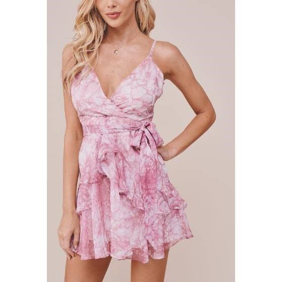 FLORAL CAMI RUFFLE MINI DRESS