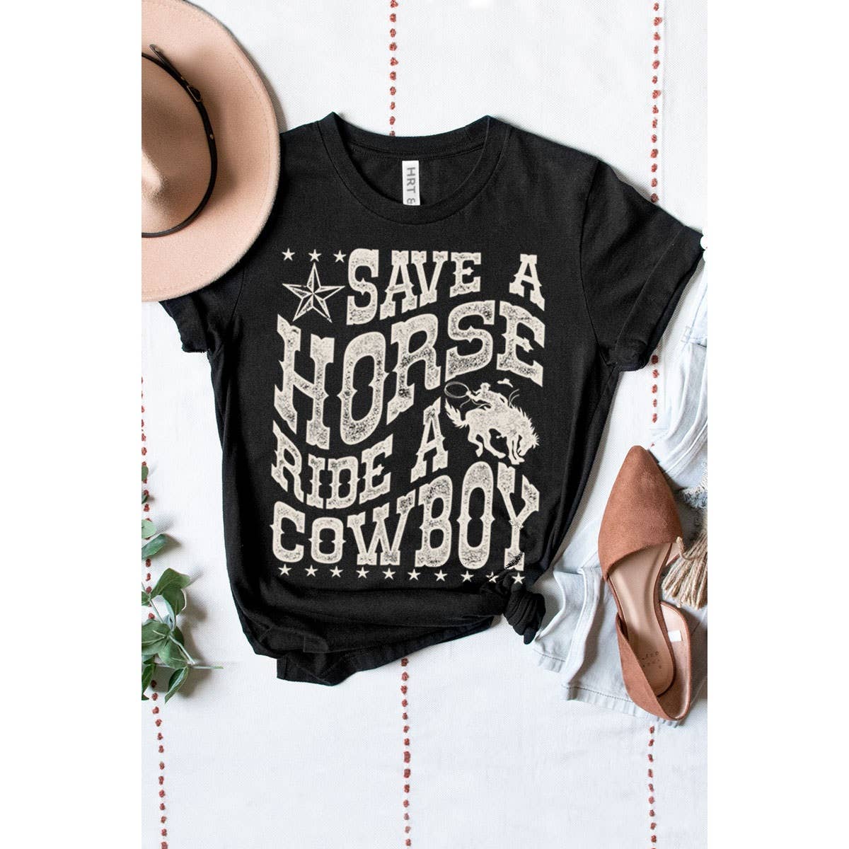 SAVE A HORSE RIDE A COWBOY WASHED GRAPHIC TEE