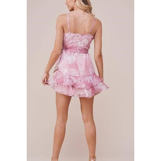 FLORAL CAMI RUFFLE MINI DRESS