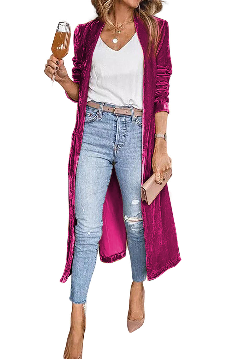 Desert Palm Pocket Open Front Long Cardigan