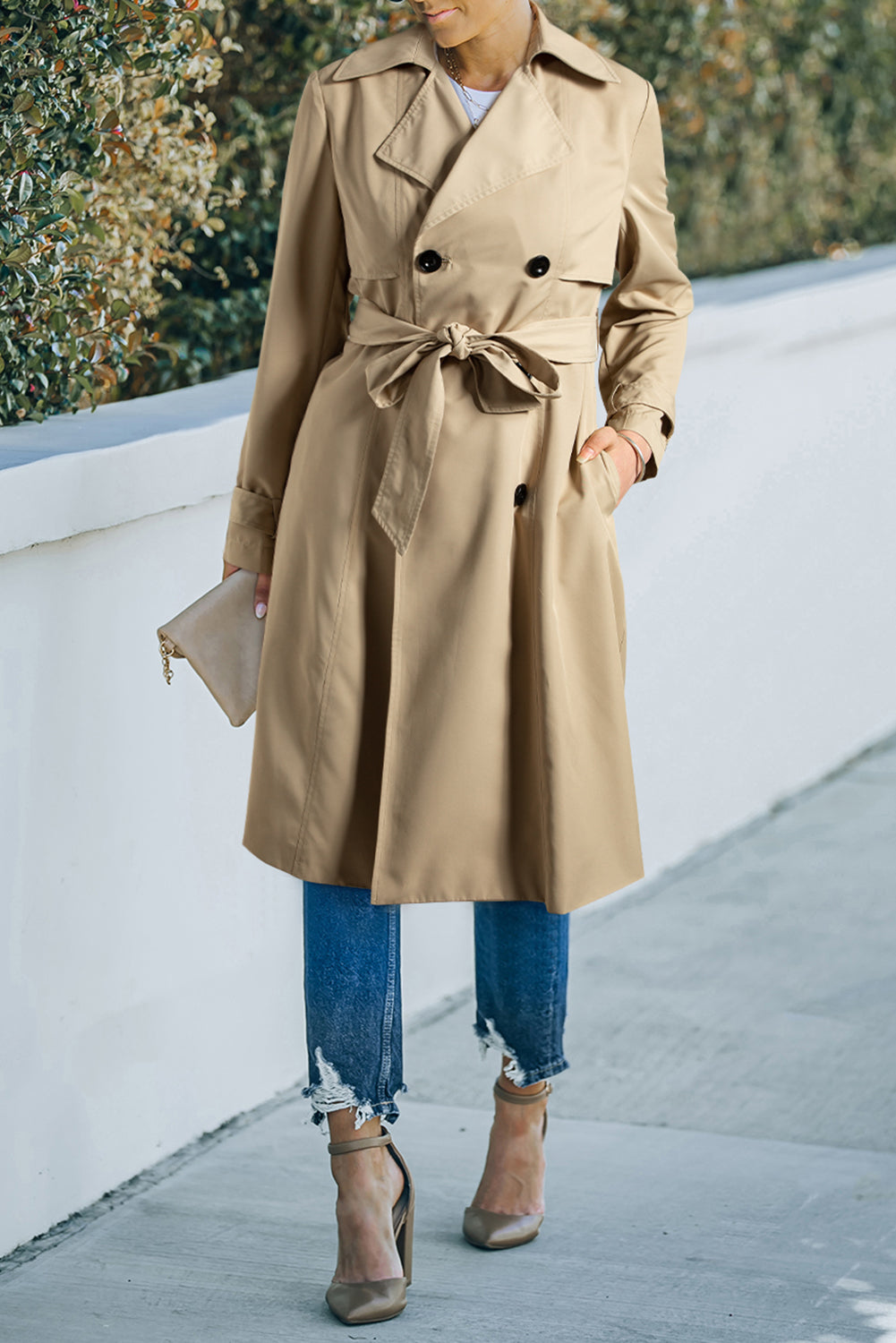 Lapel Collar Pocket Wind Coat