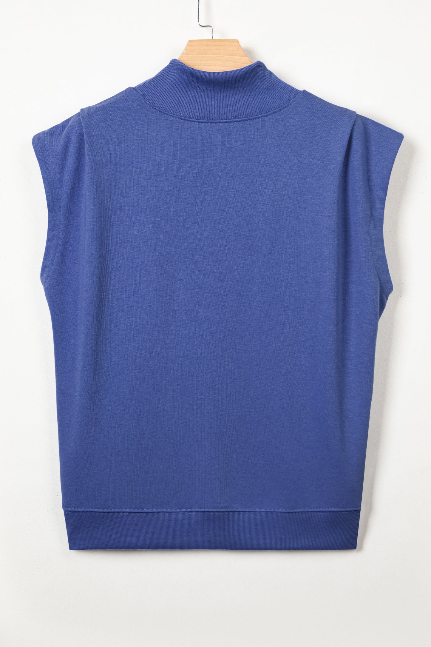 Phalaenopsis Solid Color High Neck Cap Sleeve Loose Top