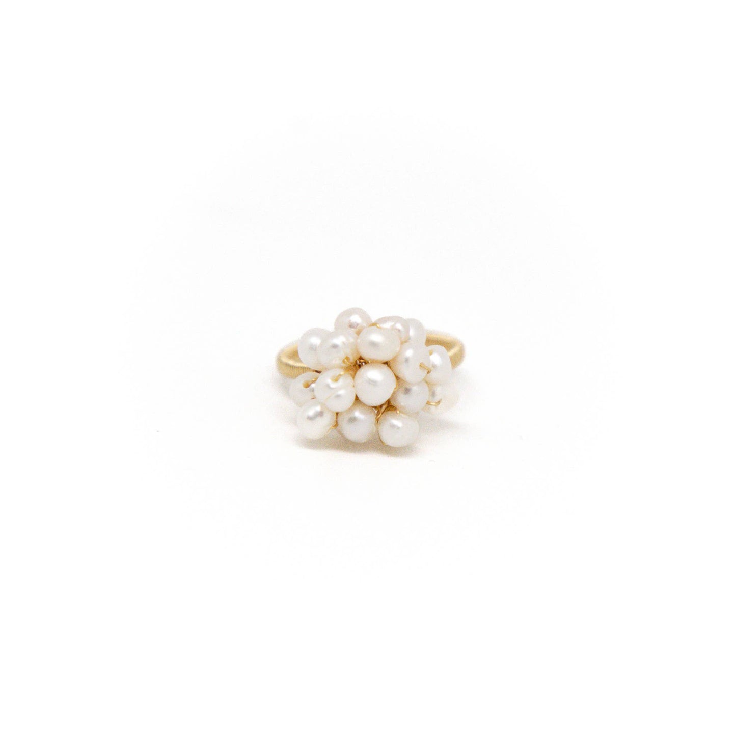 Ring Freshwater Pearl Cluster Gold Wire Adjustable