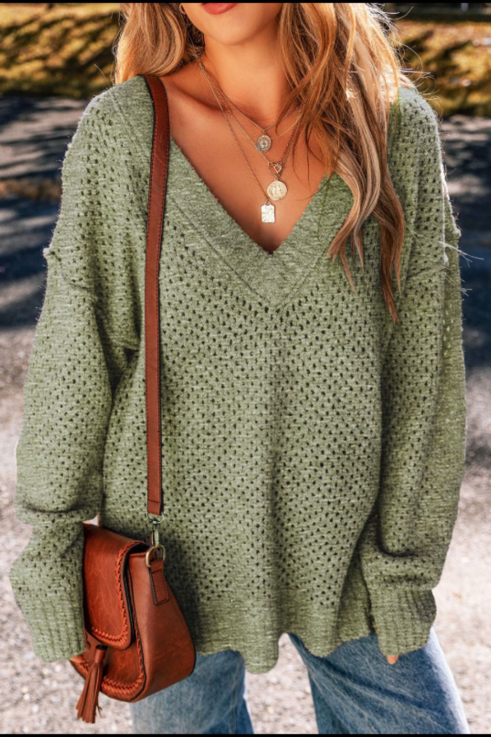 Dropped Shoulder Long Sleeve Sweater