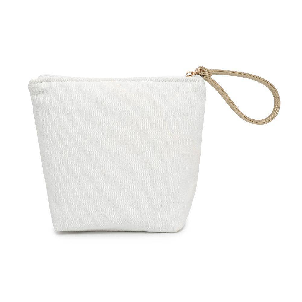 Printed Canvas Wristlet Cosmetic Make Up Bag Pouch