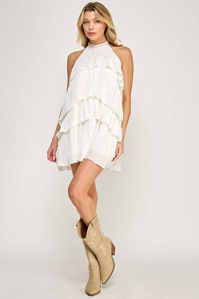 Ruffle Tier A-Line Mini Dress