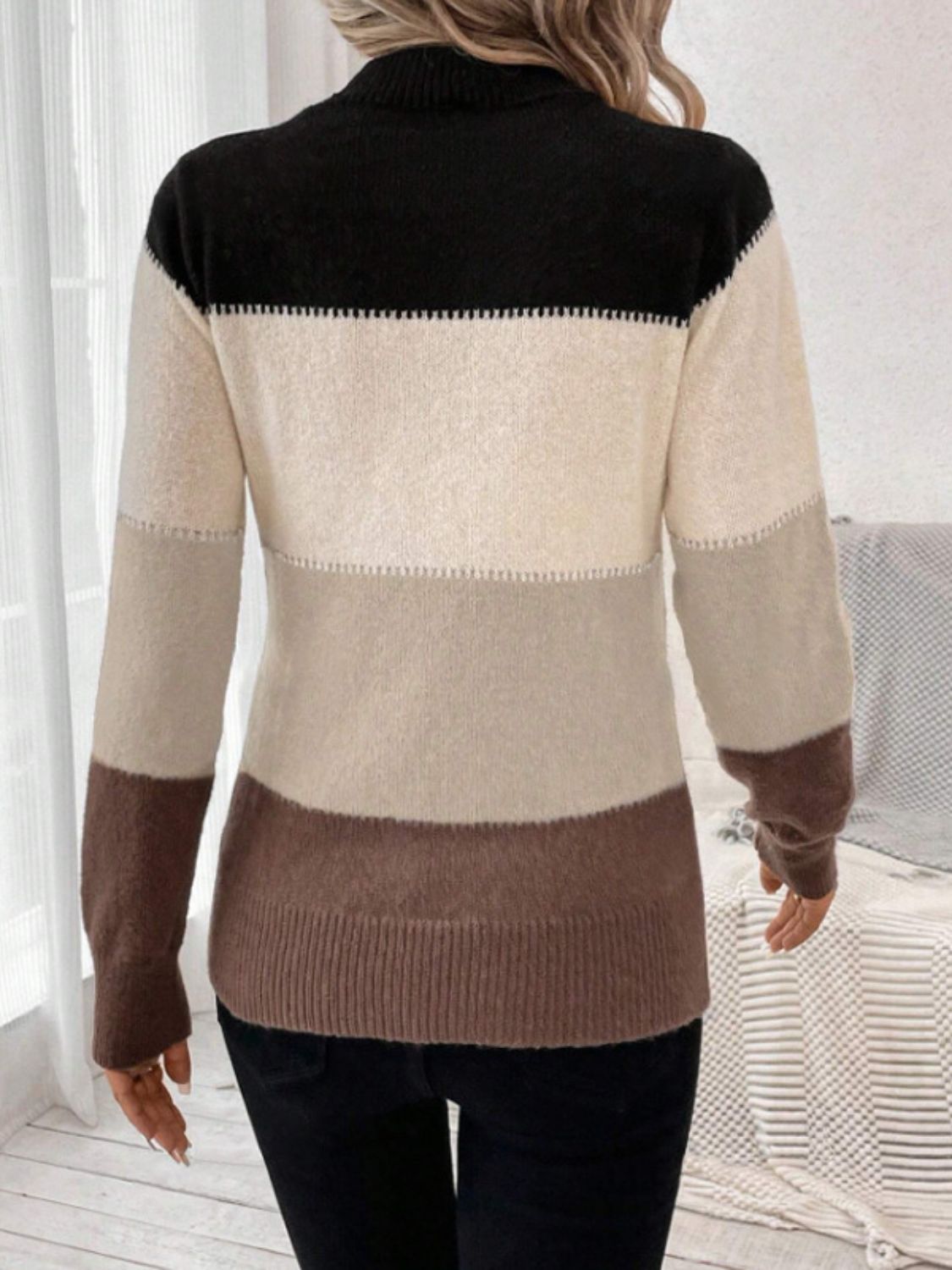 Mock Neck Long Sleeve Sweater