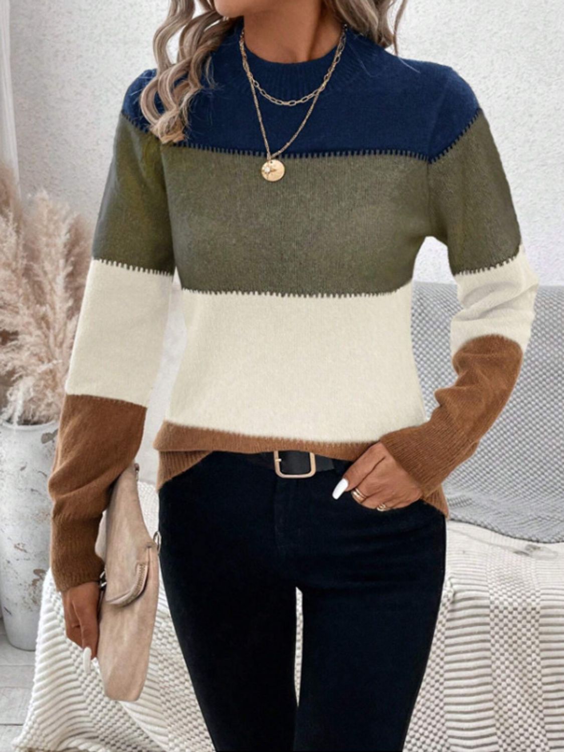 Mock Neck Long Sleeve Sweater