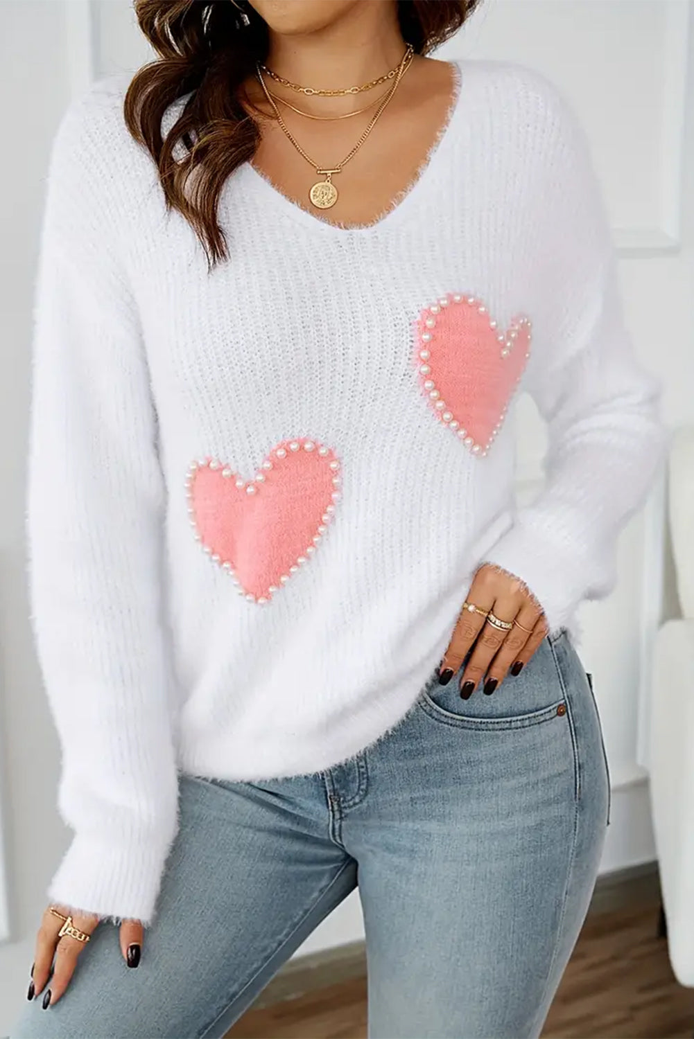 V Neck Knit Sweater