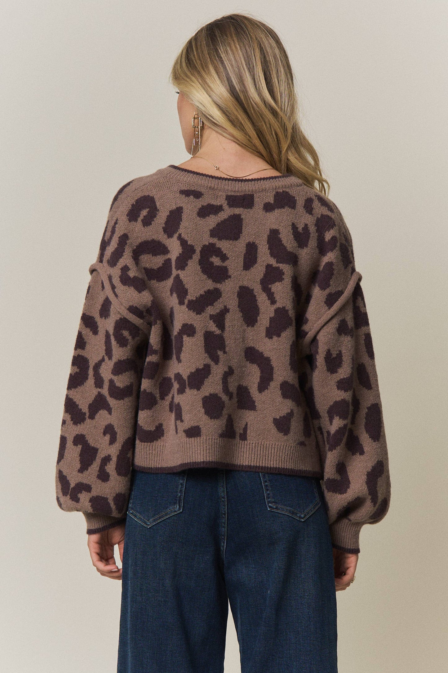 LEOPARD PRINT TIE-FRONT CARDIGAN - CESW4429