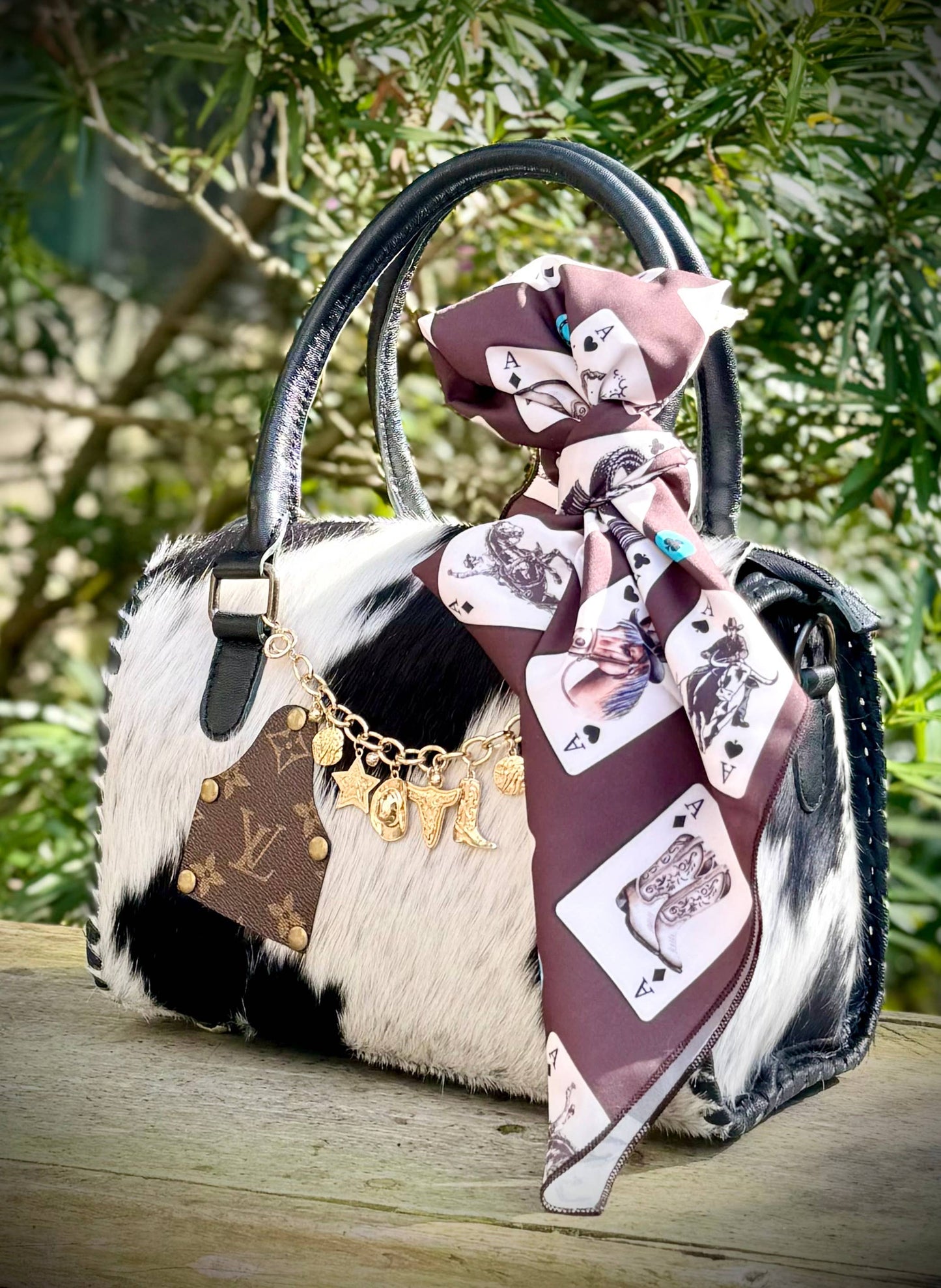 Upcycled LV Cowhide Leather Speedy Bag Western Rodeo NFR