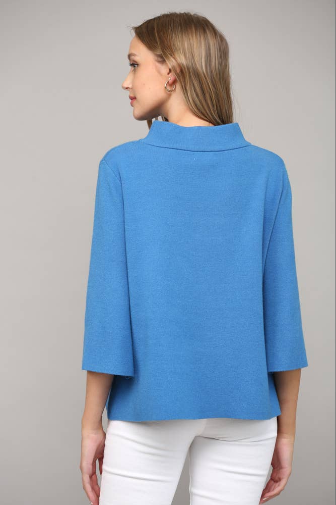 MOCK NECK PULL OVER SWEATER/BELL SLEEVE